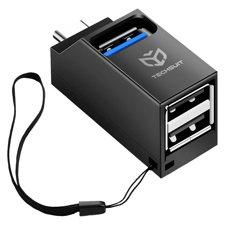Techsuit - Docking Station EchoLink 3 in 1 (H10) - Type-C to 2x USB 2.0, 1x USB 3.0 - Black (USB-C, 3 Ports) (59163520)