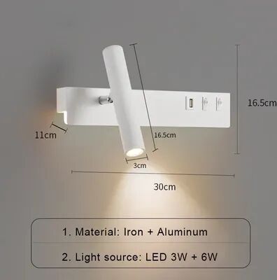 Friendly Fresh Finds Adjustable LED Wall Reading Light With USB Port And Switch white Left cool White(5500 7000k)