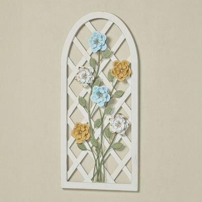 Touch of Class Arched Lattice Rose Wall Art White , White