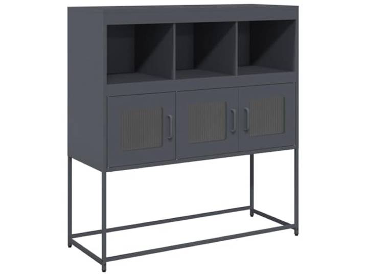 HKTMGDNG Sideboard Anthrazit 100,5x39x107 cm Kommode aus Stahl Stabile Standkommode mit ergonomischen Griffen, geeignet für Schlafzimmer, Flur und Homeoffice.