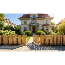 Zaun Lignum – klassische Lattenzaun-Serie aus sibirischer Lärche mit 80 cm hohen Zaunelementen & Gartentoren – ideal für Gärten & Vorgärten