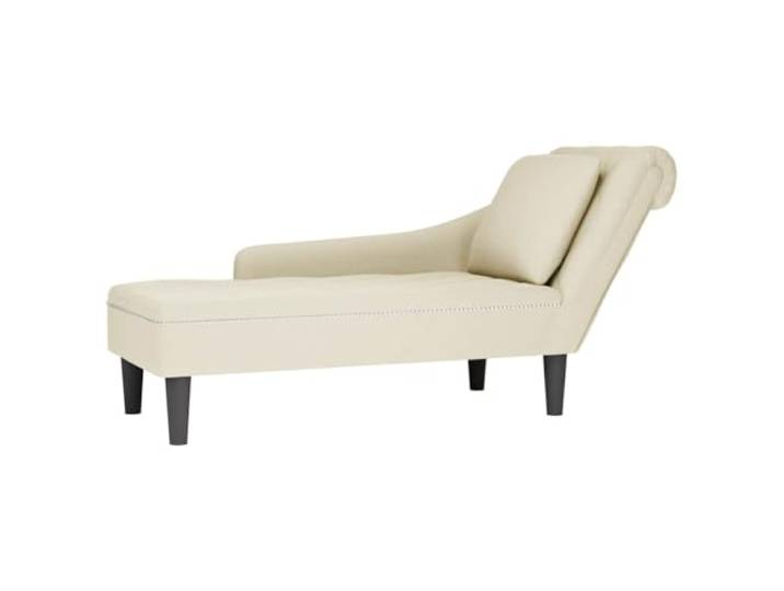 smnyxs Langer Sessel, Velours, cremefarben, mit Kissen und Armlehne, rechts Lendenkissen inklusive, Knopfpolsterung, widerstandsfähiger Schaumstoff, Wohnzimmer oder Schlafzimmer