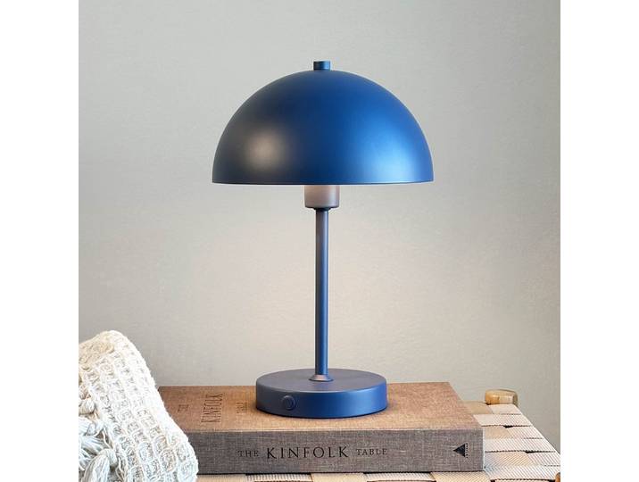 Stockholm Portable Tischleuchte Indigo Blue - Dyberg Larsen - Wohnzimmer - Skandinavisch - Metall - Mit Schirm