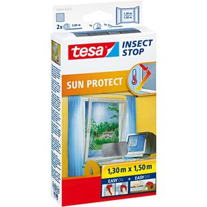 Tesa Fliegengitter Insect Stop Sun Protect, für Fenster, Klettband, anthrazit, 130x150cm