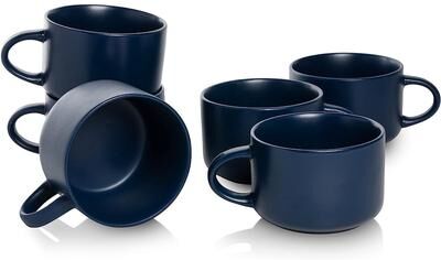 10 Strawberry Street Wazee Matte Oversized Mug, Set of 6