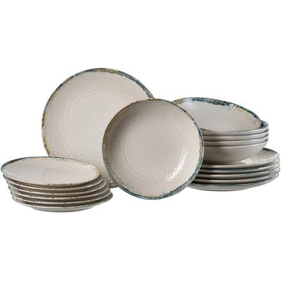 Tafelservice RITZENHOFF & BREKER "Alfonso", beige, 18 Stk., Steinzeug, Geschirr-Sets, Tafelservice, Teller Set, aus Steinzeug für 6 Personen