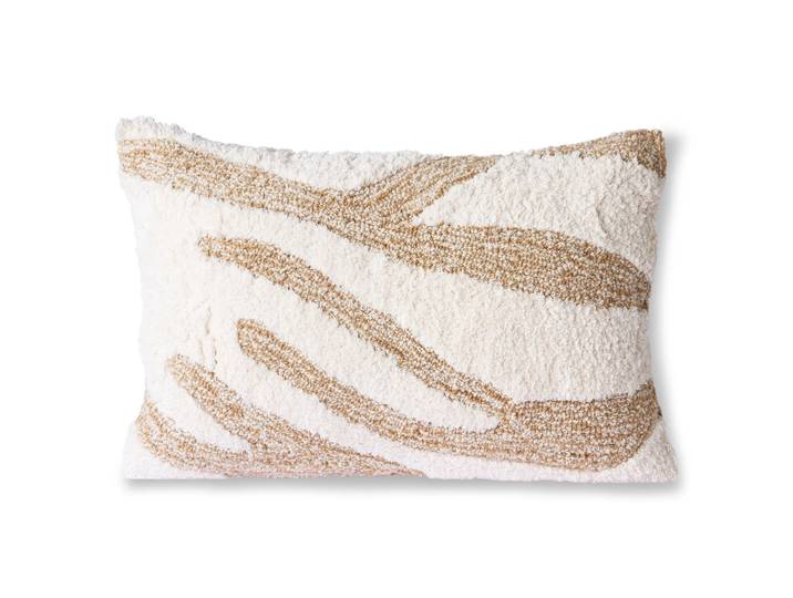 HKliving Coussin Fluffy 35x55 cm Blanc-beige