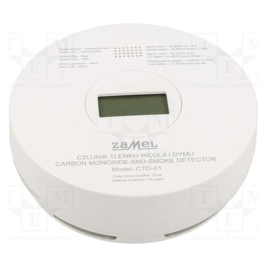 Zamel Czujnik tlenku węgla i dymu, z wbudowaną baterią CTD-01 (CTD-01)