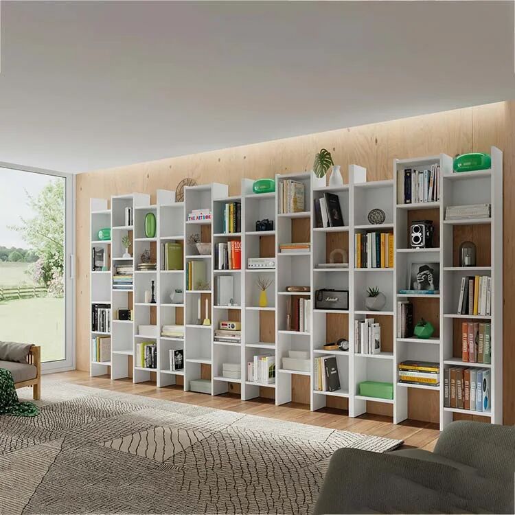 garneroarredamenti Libreria da parete scaffale 96x192h cm moderna bianco opaco Jasmine