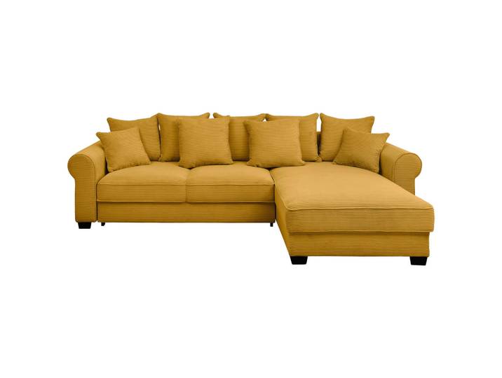 Ecksofa, Gelb, 318x197 cm, Textil, 3-Sitzer & Schlaffunktion, Modern