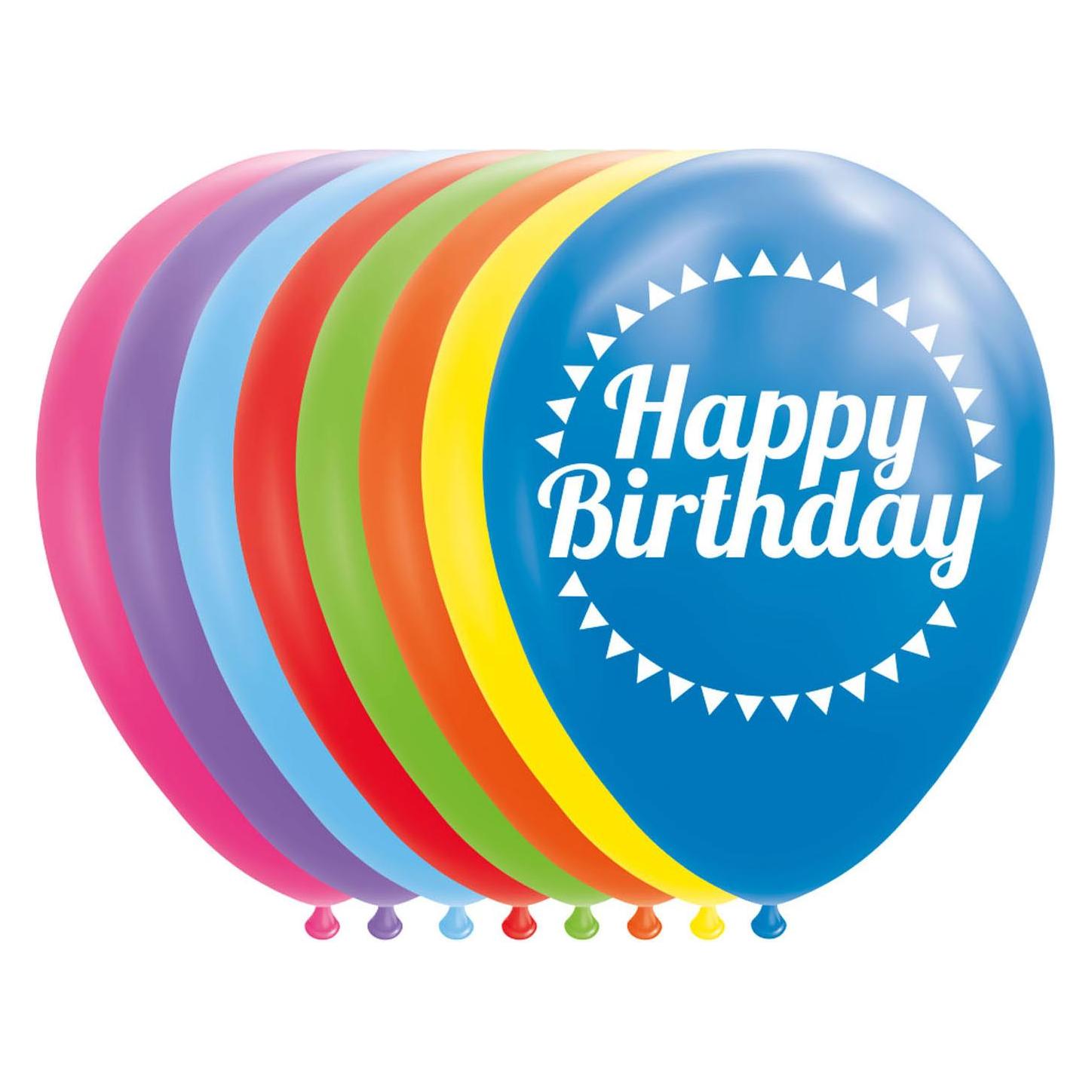 Globos Europe Luftballons Happy Birthday Mix Colors 30cm, 8St. (8x) (38849553)