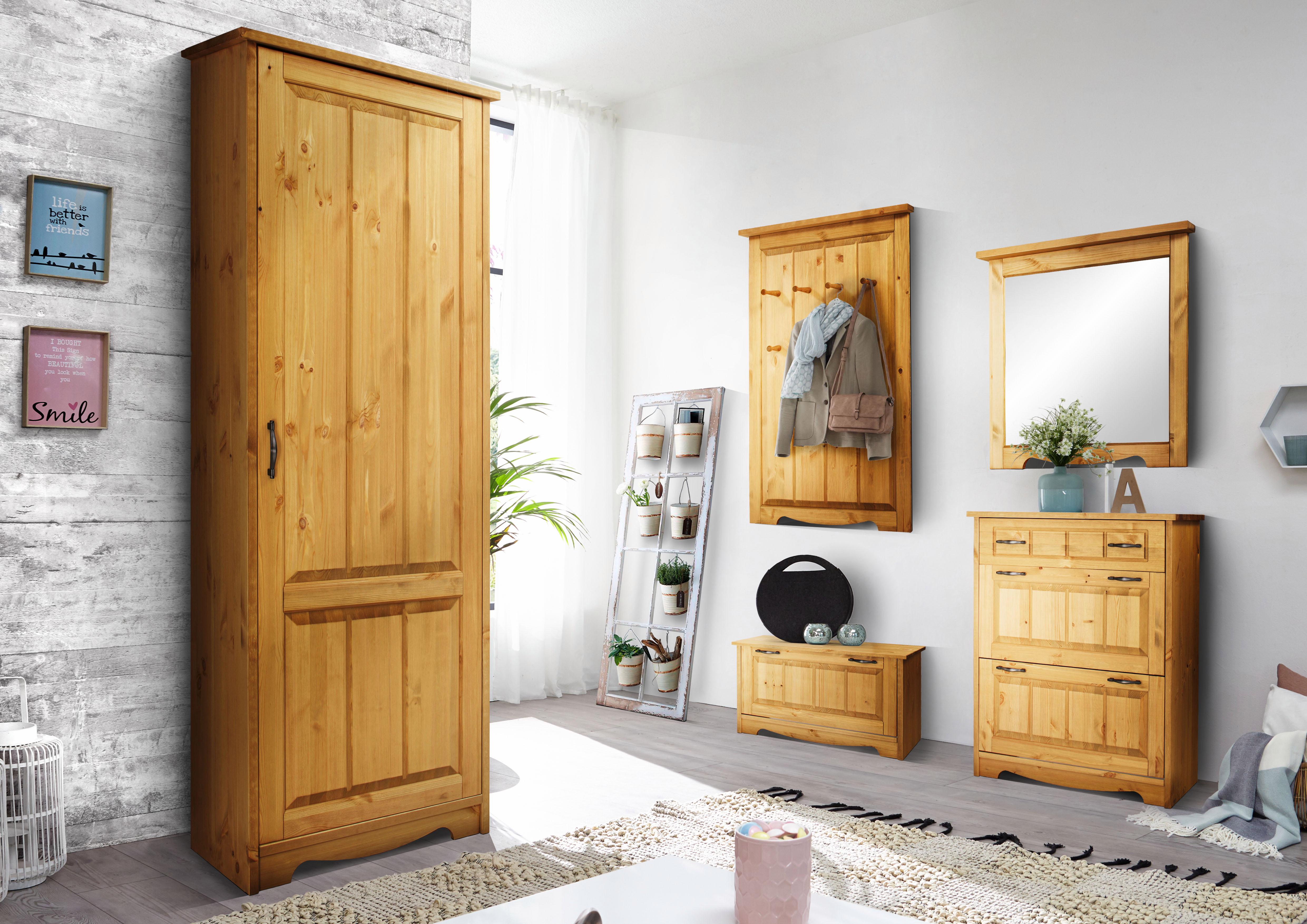 Garderobenschrank GOODPRODUCT "Trinidad", beige (natur, geölt), Schränke, Garderobenschrank, Breite 69 cm. natur, geölt Einheitsgröße