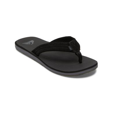 Sandale QUIKSILVER "Carver Suede Core", Herren, Gr. 12(45), schwarz (schwarz 1), Obermaterial: Leder / Außensohle: Synthetischer Gummi., Schuhe Zehentrenner