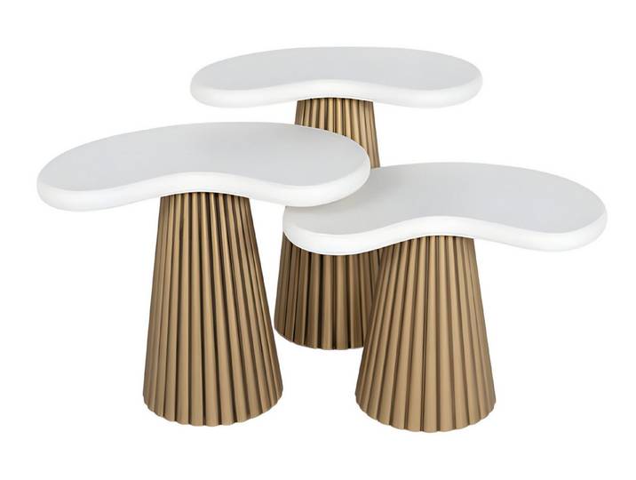 JVmoebel Beistelltisch Eleganter weißer Holz Tisch im modernen Design (3-St), Made in Europe