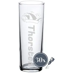 Kölschglas Kölner Stange Bierglas 0,2 l mit Eichung - Prinzenmütze 30er Set
