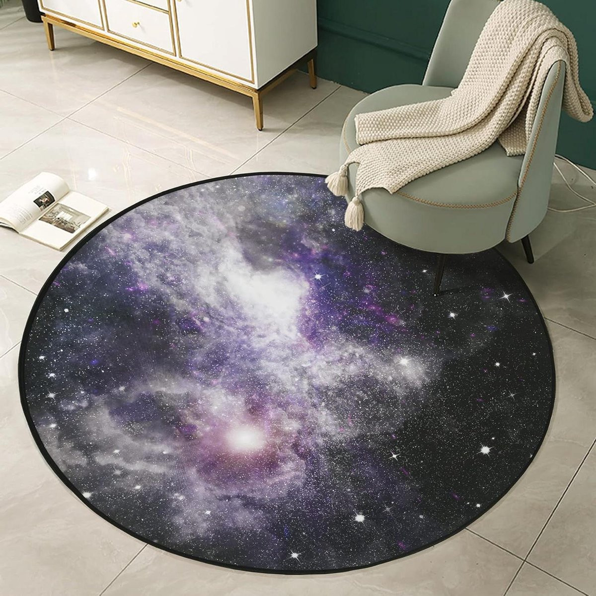 Rond Kinder Vloerkleed Melkweg - Zacht Polyester - Diameter: 150 cm