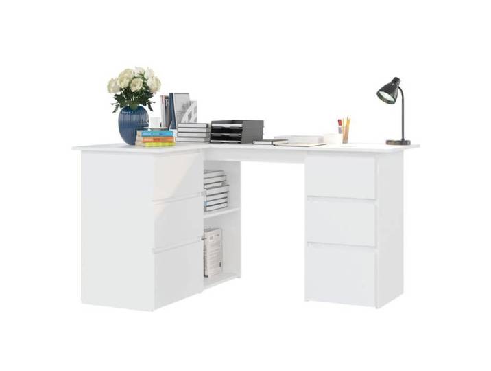 Bureau secrétaire contemporain résistance stabilité （1 pcs） Meuble de Bureau d'angle Blanc 145x100x76 cm Bois d'ingénierie @767959
