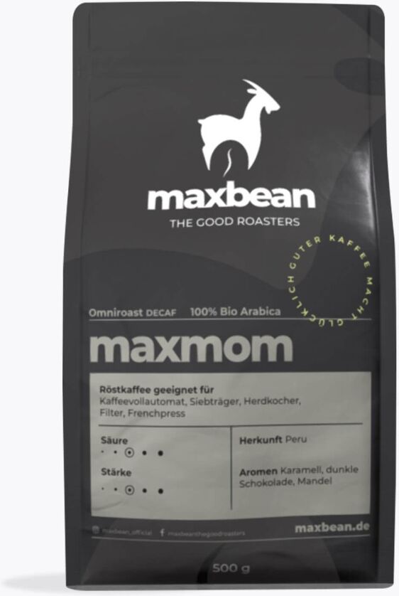 maxbean maxmom Espresso 250 g   Peru   Ganze Bohne   Specialty Coffee Arabica mit Noten von Schokolade, Karamell und Mandel für Vollautomat