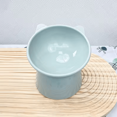 Inspire Curations Tilted Elevated Pet Food Bowl With Anti Spill Neck Protection Design gray G626a