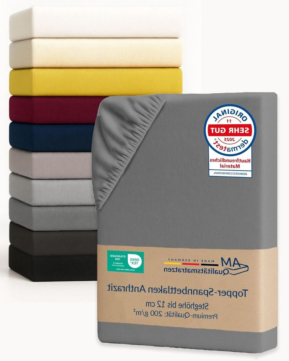 Antraciet Hoeslaken van Gekamd Katoen voor Toppers - 100x210 cm