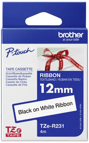 Brother TZe TZe-R231 Bandfarbe: Weiß Schriftfarbe:Schwarz 12 mm 4 m