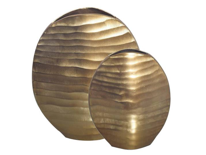 Livetastic Dekovase, Goldfarben, Metall, rund, 26x30.5x14 cm, stehend, zum Stellen, handgemacht, auch für frische Blumen geeignet, Dekoration, Vase, Metallvase