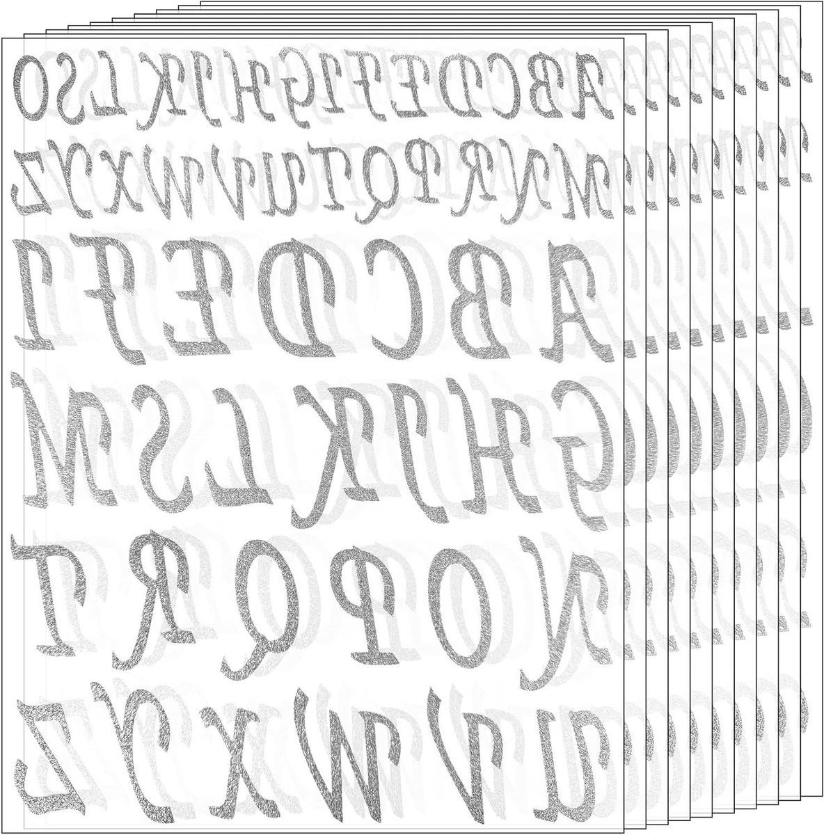 Glitter Alfabet Stickers Zilver - 520 Stuks Zelfklevende Letterstickers voor Knutselen en Decoreren