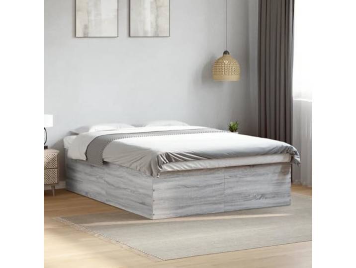 RJPLMFV Bettgestell, 160 x 200 cm, Grau Ohne Matratze, nachhaltiges Holz, Lattenrost inklusive, modernes Design