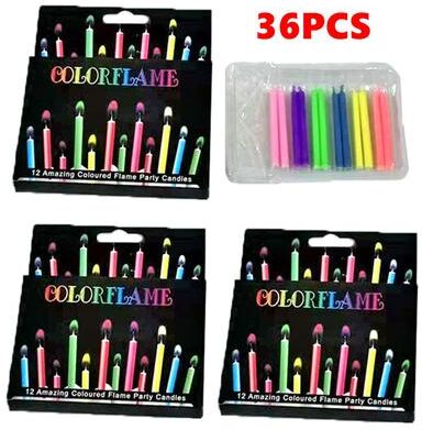 On Spot Shop Environmentally Friendly Birthday Christmas Candles, Novelty Super Bright Decorations With Colorful Flame Effect 36pcs
