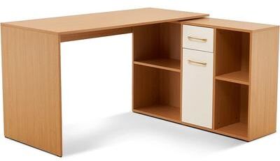 ivinta Convertible Executive Desk, L Shaped Computer Office Desk Wood Corner Deak with Storage Drawer