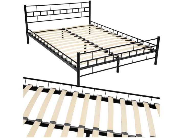 Lit design moderne avec sommier - 200 x 140 cm, noir