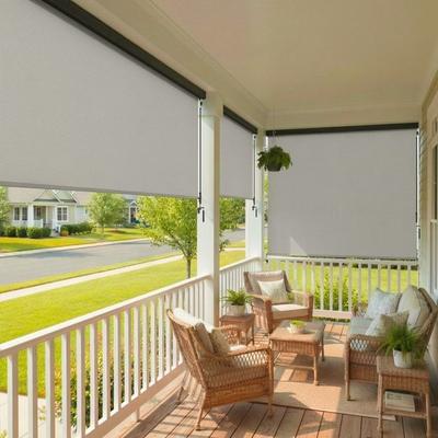 Royalcraft Outdoor Roller Shade 4' W x 6' H, 95% UV‑Block Breathable Teslin Fabric, Cordless Crank with Windproof Design