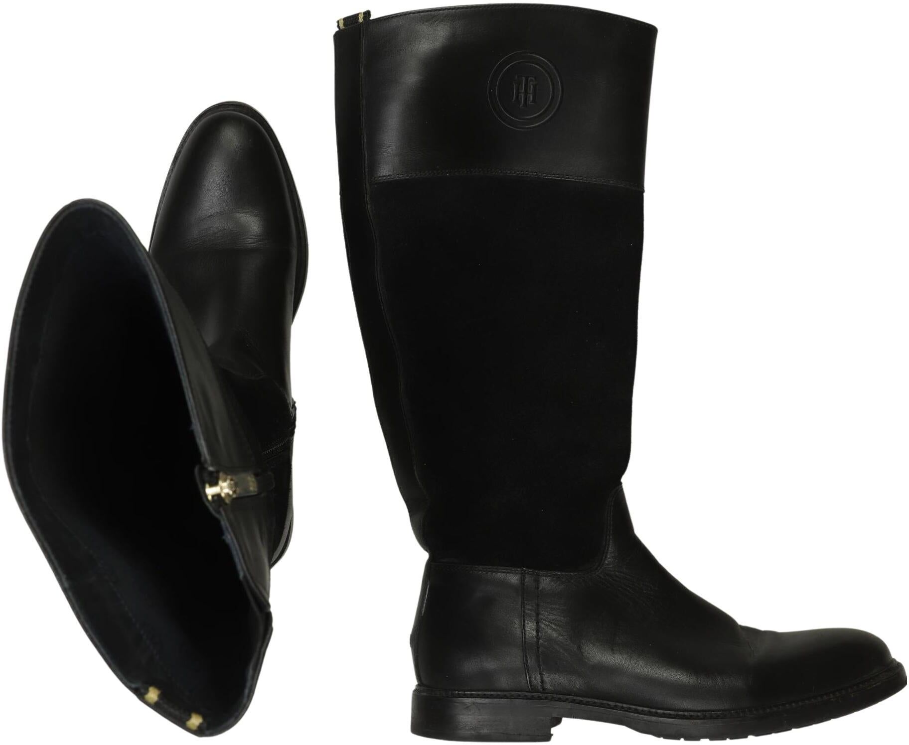 Tommy Hilfiger Damen Stiefel, Schwarz, Gr. EU 40, Leder - Second Hand