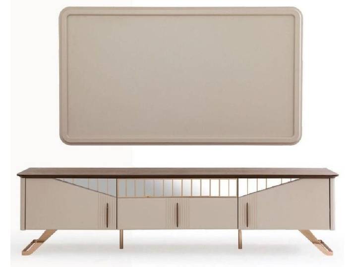 JVmoebel TV-Schrank Beiges TV-Sideboard aus Holz mit eleganter Aufteilung und Stauraum (1-St., TV-Ständer) Made in Europa