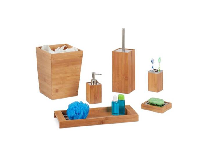 Relaxdays Bad Set Bambus 6-teilig