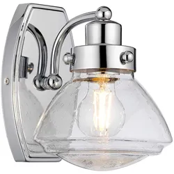 Wandlampe Wandleuchte Badezimmerleuchte Stahl Glas Chrom IP44 1-flammig