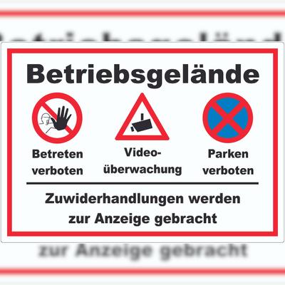 HB-Druck Aufkleber Betriebsgelände Betreten Video Parken A6 (105x148mm)