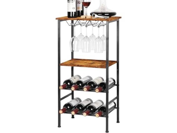 LIUCHUCHU Kreatives Weinregal Weinregal, Weinbarschrank mit Glashalter, Regalständer, Weinpräsentationsregal for 8 Flaschen und 9 Gläser
