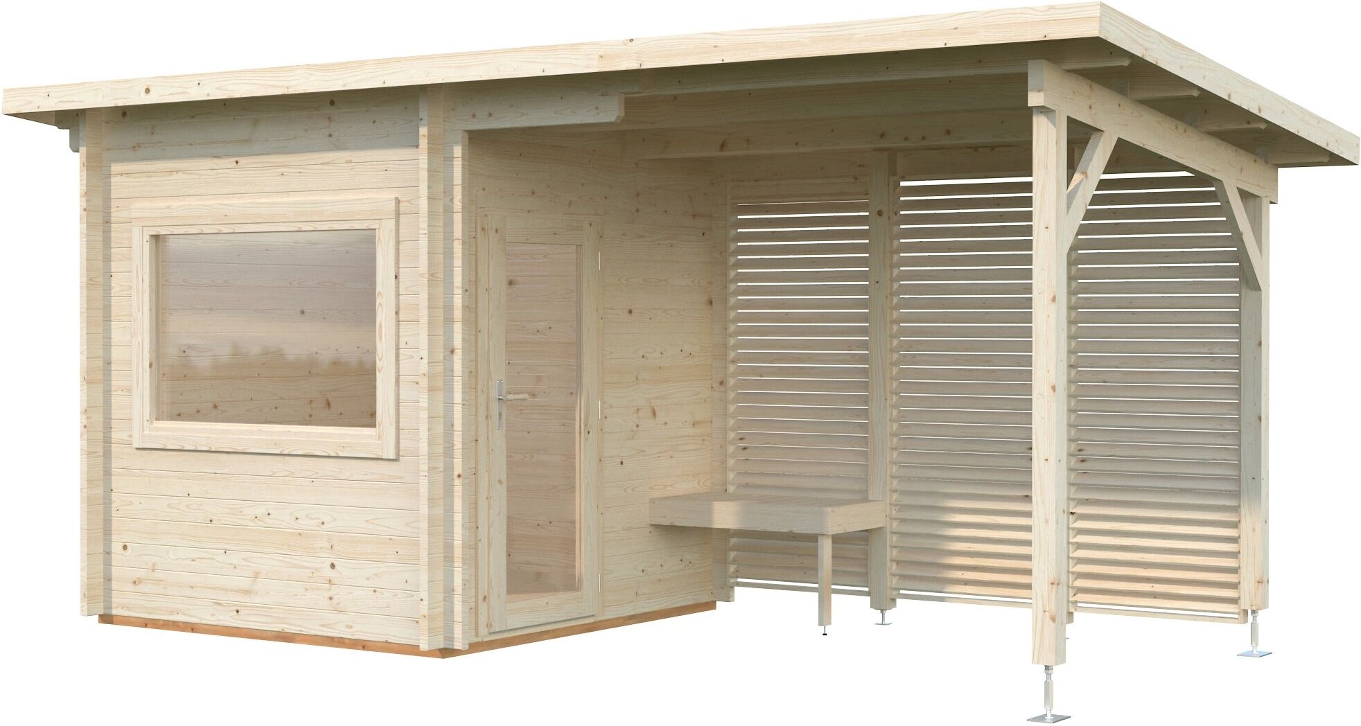 Sauna PALMAKO "Sanna 4,1+5,9 m²", beige (natur), ohne Ofen, (ohne Ofen), Saunen