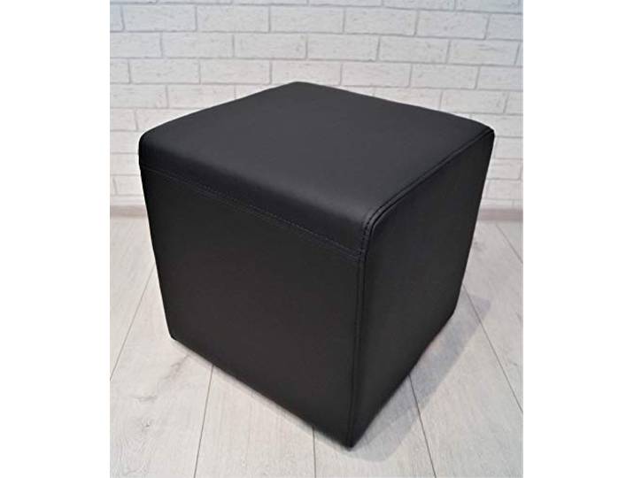 Quattro Meble Schwarz Echtleder Hocker 45x45x45cm Sitzhocker Rindsleder Sitzwürfel Fußhocker Polsterhocker Echt Leder Puff