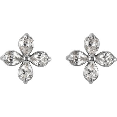 Paar Ohrstecker JACQUES LEMANS "Blume", edelstahlfarben, kristallweiß, kristallweiß, Ohrringe, Damen, 10mm, Edelstahl, mit Zirkonia (synth.)