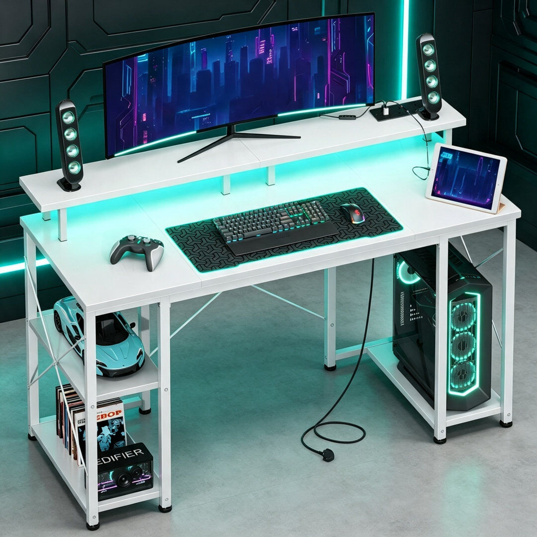 Inbox Zero Computer Desk White 86.5cm H X 120cm W X 50cm D
