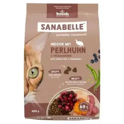 Sanabelle 1 x 400g Indoor mit Perlhuhn Katzentrockenfutter