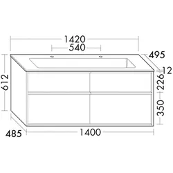 Burgbad Mineralguss-Waschtisch+Waschtischunterschrank Uomo Preisgruppe 2 RAL-Farbe Solid SHPF142F7472C0001