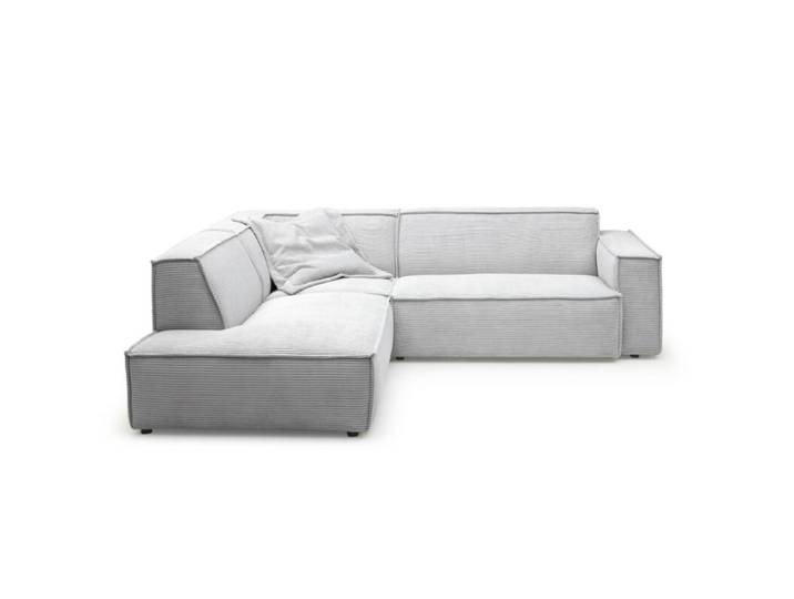 Trendstore Calina Ecksofa in Cord - Cord grey - links - inkl. Kissen Modern, Zeitlos