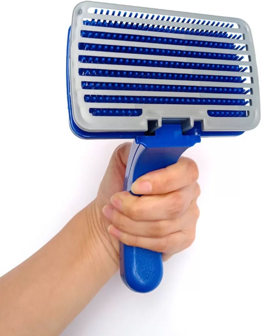 INF Brosse de toilettage autonettoyante pour animaux (Grande) - Libération des poils par un bouton, élimination des poils