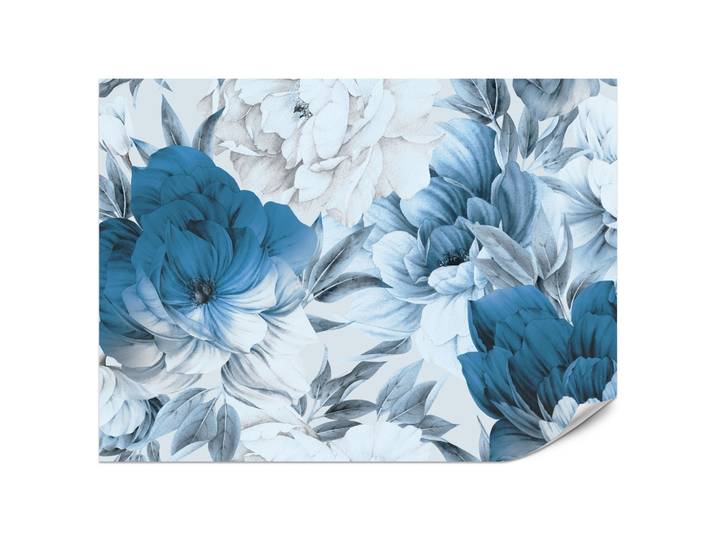 FOTOTAPETE für Wohnzimmer Blaue Pfingstrosen Zart Blumen Boho 200x140