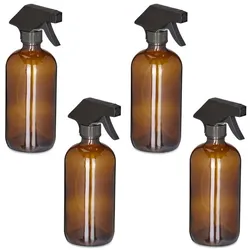 Relaxdays Sprühflasche Glas 500ml 4er Set Braun,Schwarz