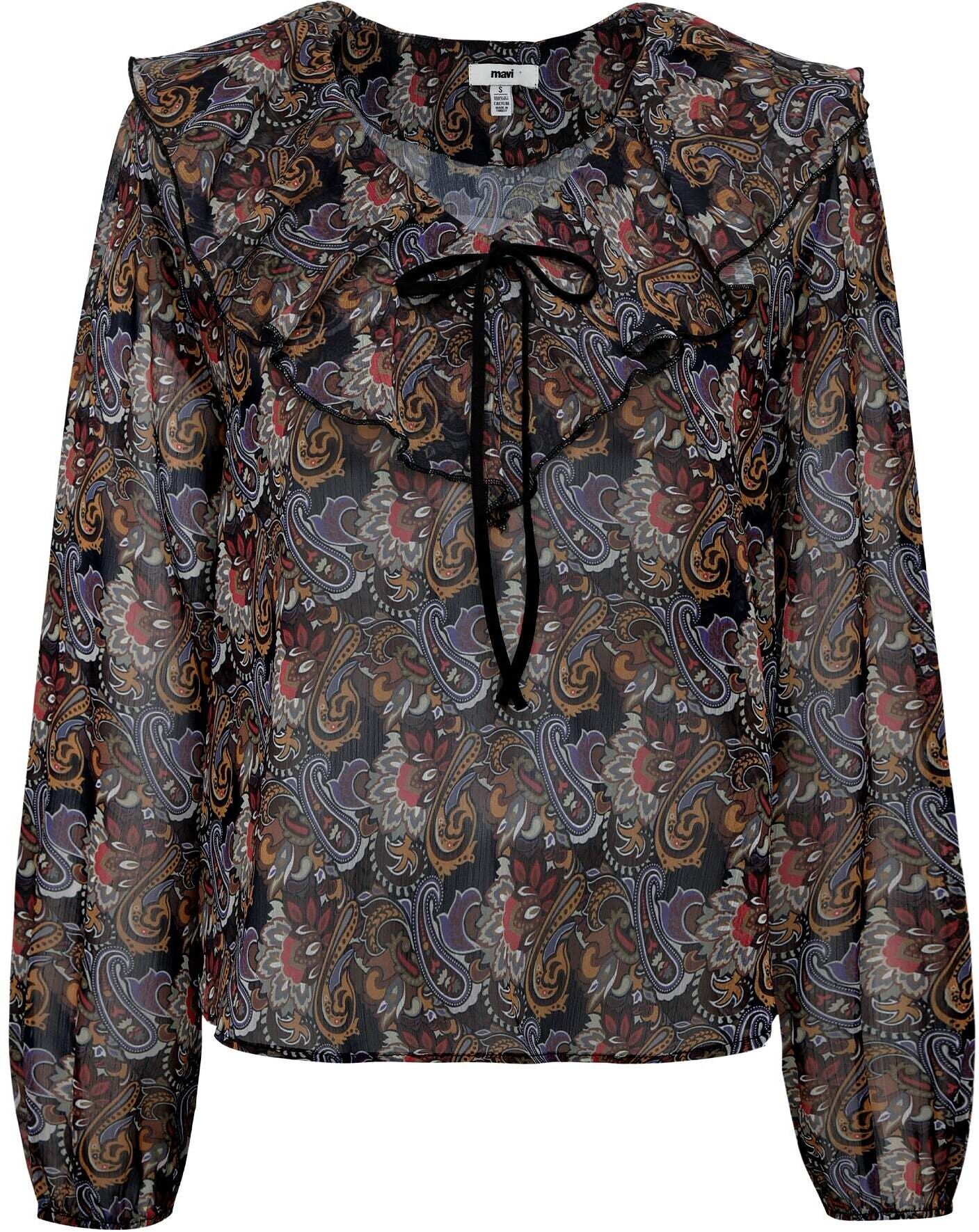 Langarmbluse MAVI "Mavi Langarmbluse Paisley", Damen, Gr. S, bunt (mehrfarbig), Obermaterial: 100% Baumwolle CO., Blusen Langarmbluse mehrfarbig S