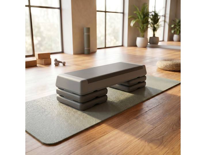 SPORTNOW Stepper Ajustable Antidérapant Maison/Bureau Gris